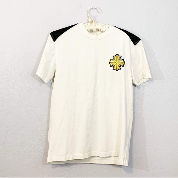 Hudson Outerwear Leather Trim Gold Emblem T-Shirt - Picture 1 of 7